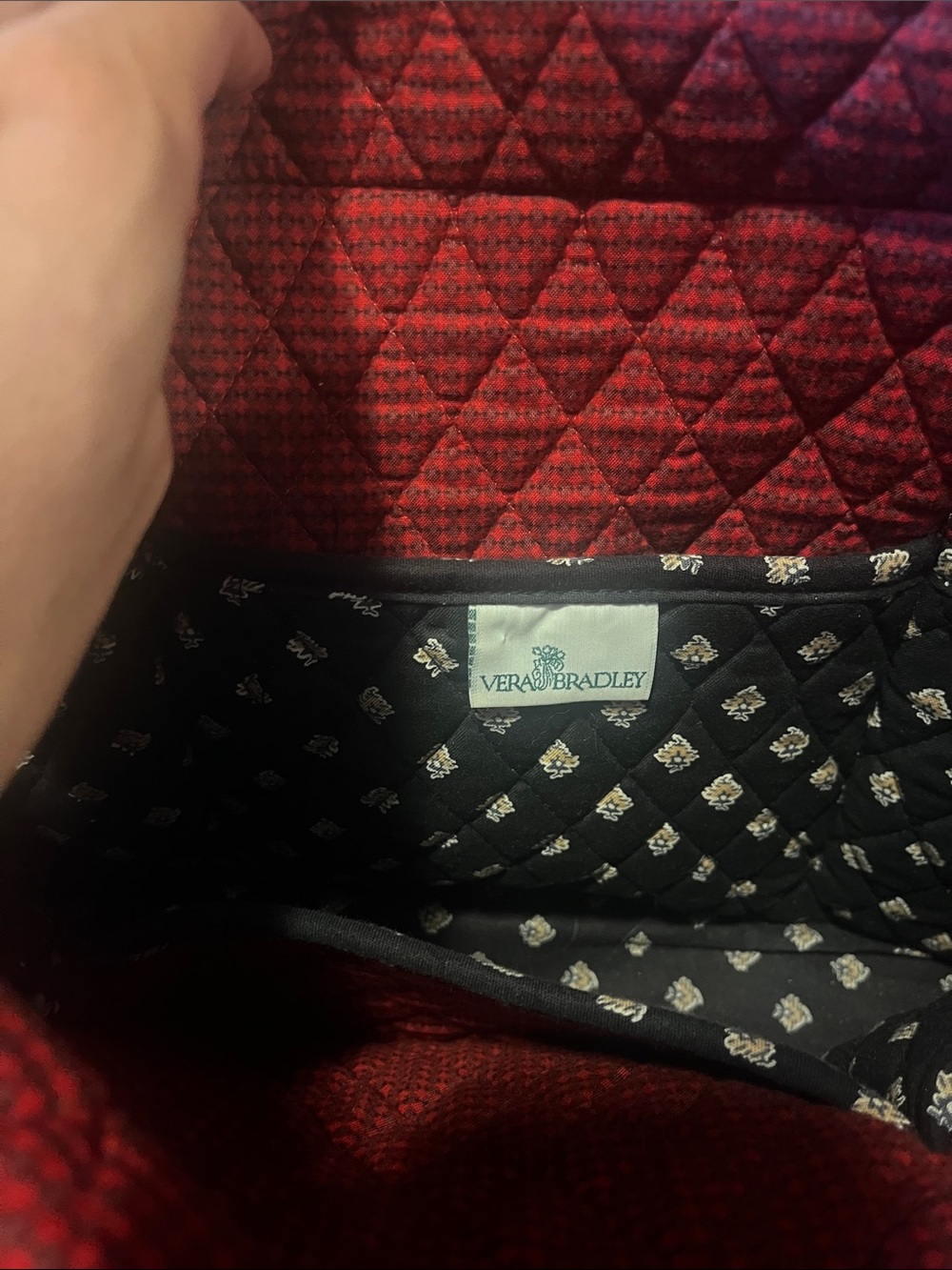 Vera Bradley Navy Floral Quilted Tote with Red Trim - Picture 3 of 3